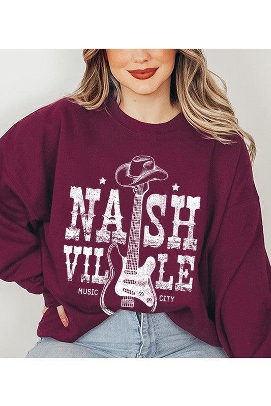 Nashville Cowboy Guitar Graphic Fleece Sweatshirts Product Image