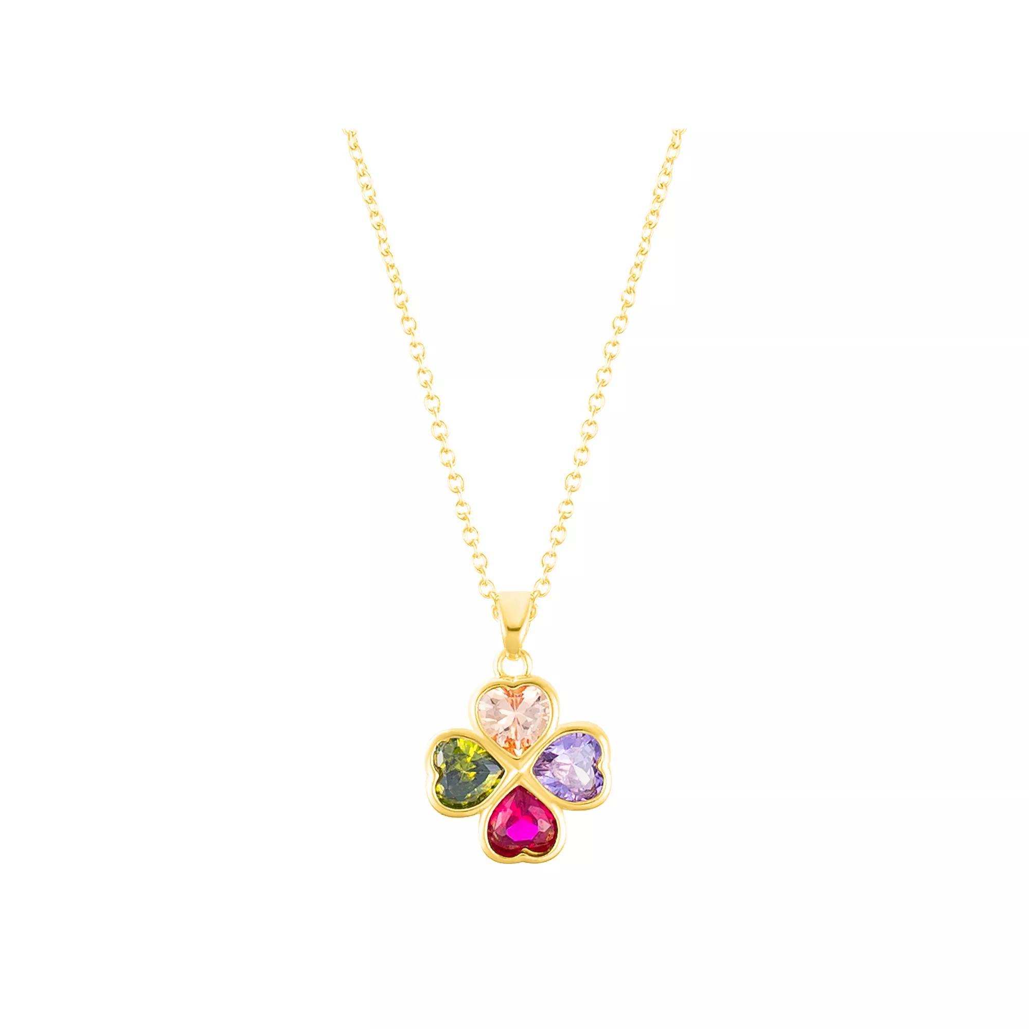 Adornia Adjustable Crystal Heart Clover Necklace, Women's, Size: 15-19" ADJ, Gold Tone Team Product Image