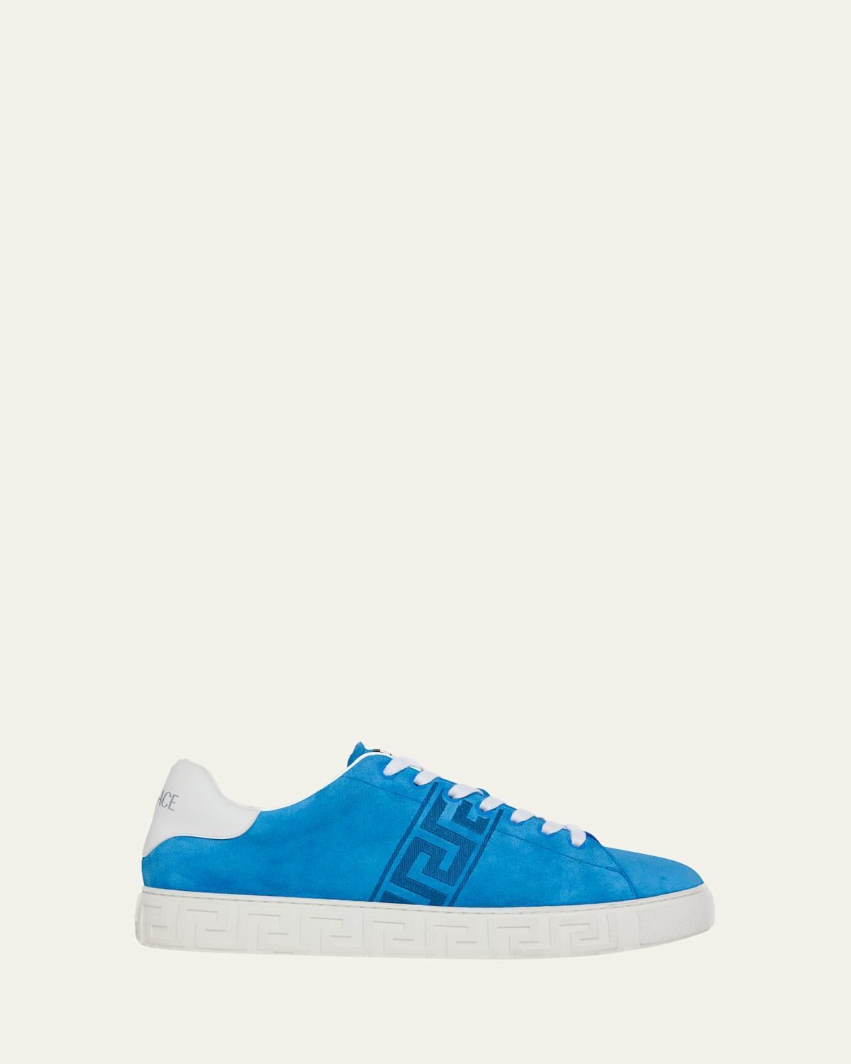 Mens La Greca Greek Key Suede Low-Top Sneakers Product Image