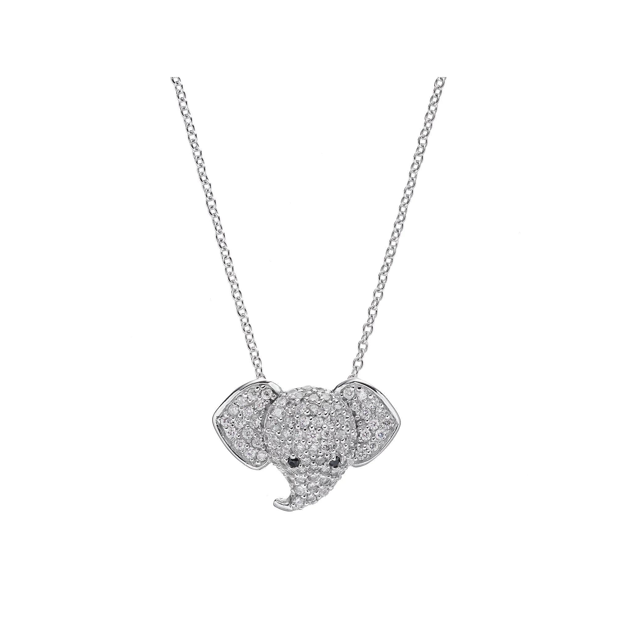 Sophie Miller Sterling Silver Cubic Zirconia Elephant Pendant, Women's, Size: 16", White Product Image