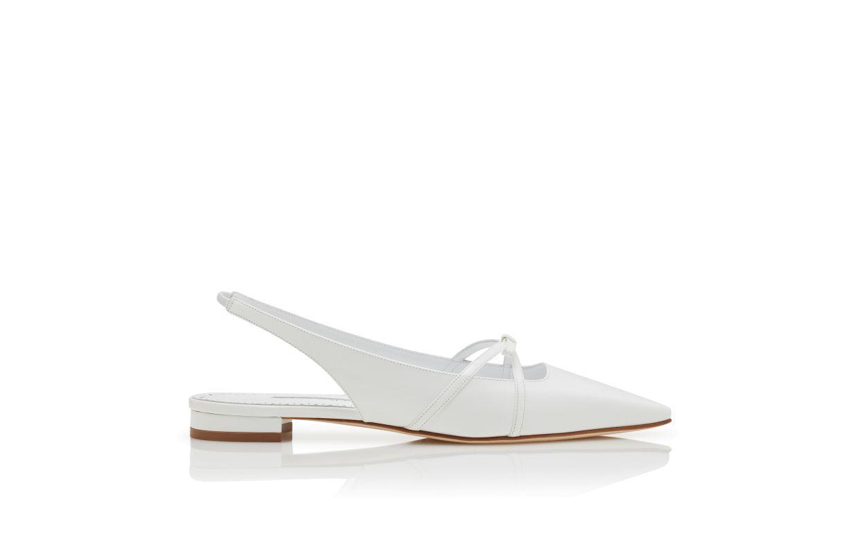 DARIASLI White Patent Leather Bow Detail Slingback Flat Pumps Product Image