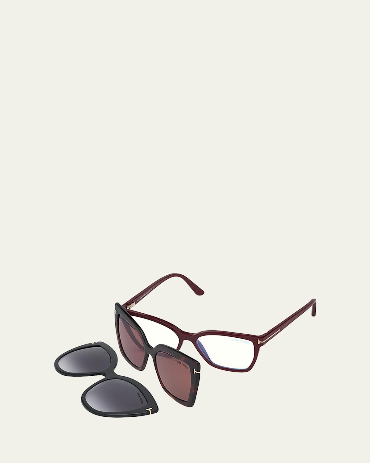 Womens 53MM Square Blue Filter Eyeglasses Product Image