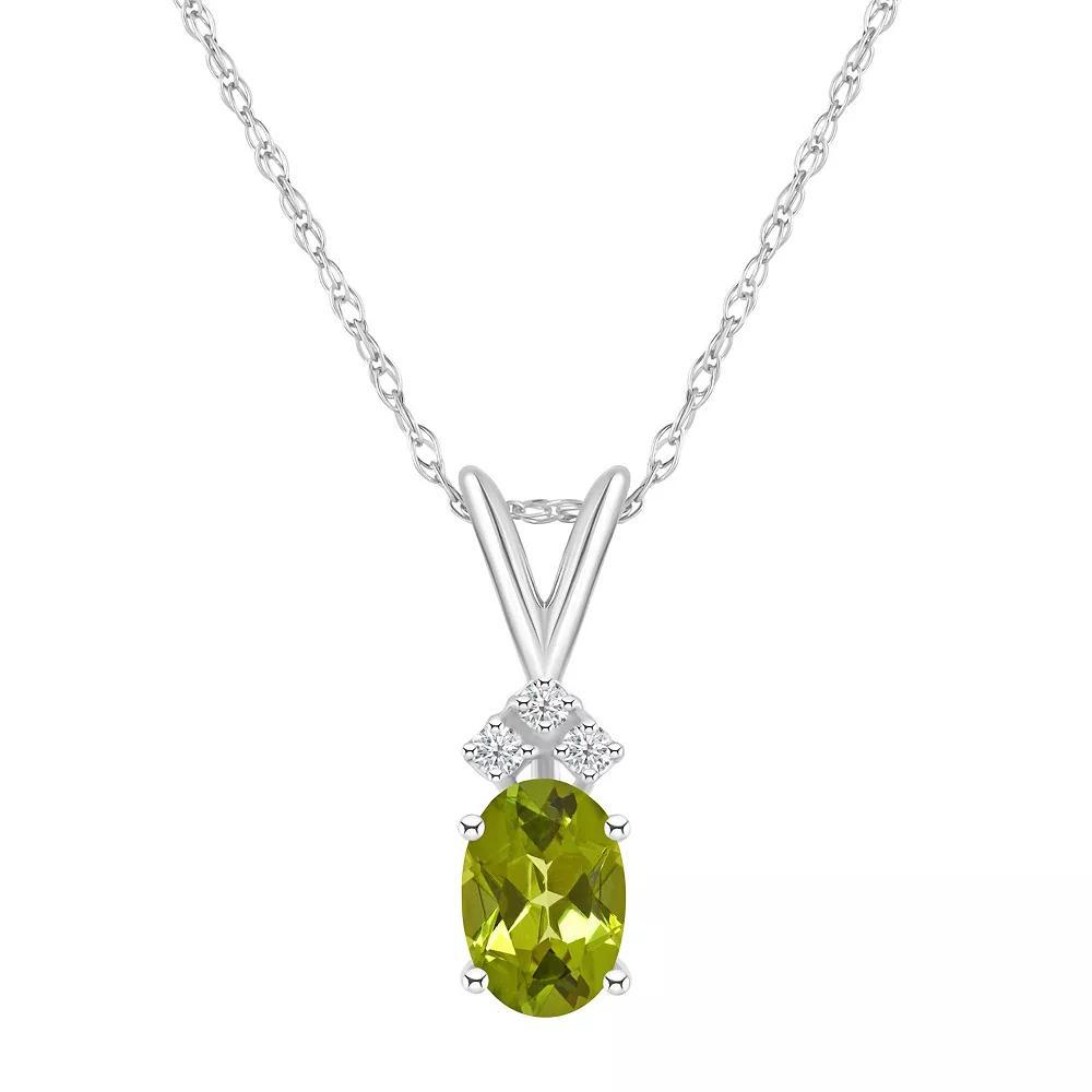 Celebration Gems 14k Gold Gemstone & Diamond Accent Pendant Necklace, Women's, Size: 18", White Product Image