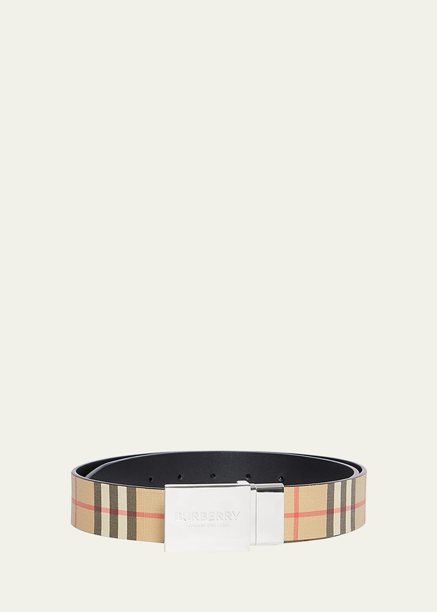 Men's Signature Check Belt w/ Plaque Product Image