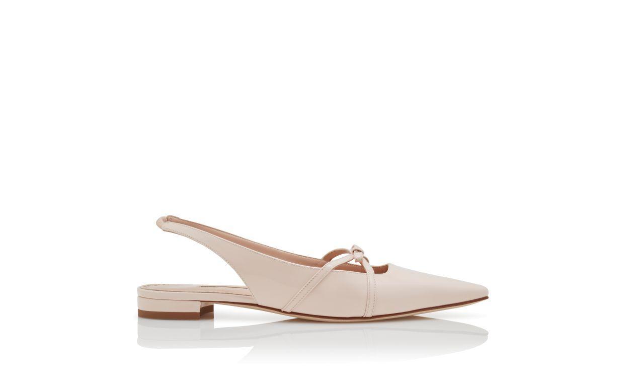 DARIASLI Light Pink Patent Leather Bow Detail Slingback Flat Pumps Product Image