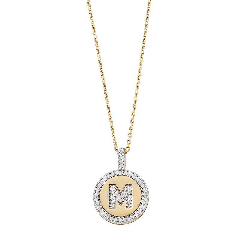 14k Gold Over Silver Cubic Zirconia Initial Pendant Necklace, Women's, Size: 18" Product Image