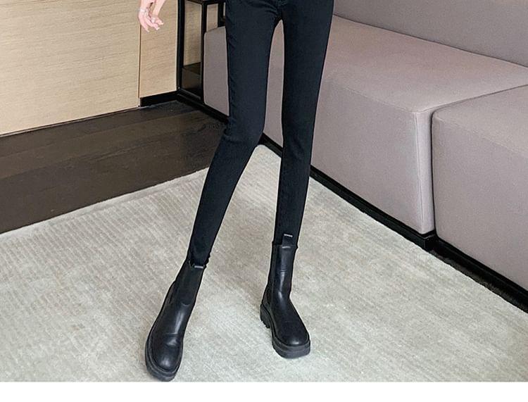 High Waist Washed Skinny Jeans Product Image