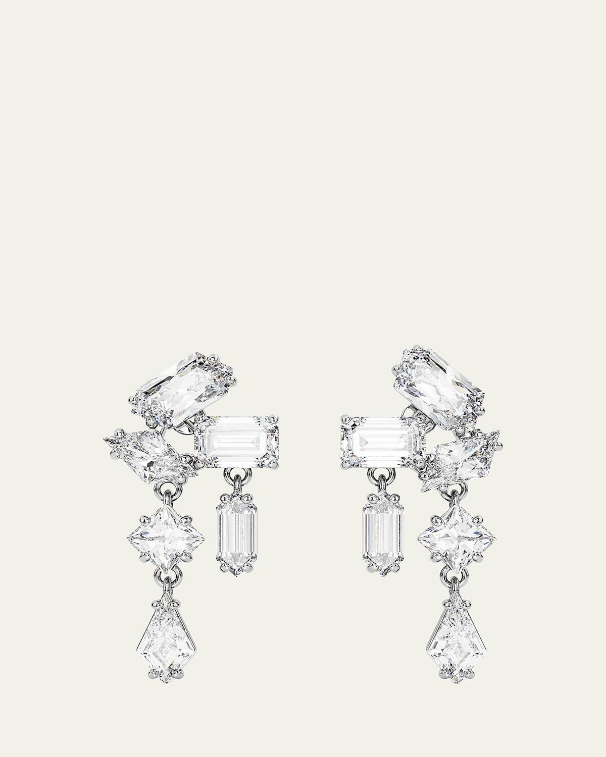 Swarovski Mesmera Mixed Cut Cluster Drop Earrings in Rhodium Plated Product Image
