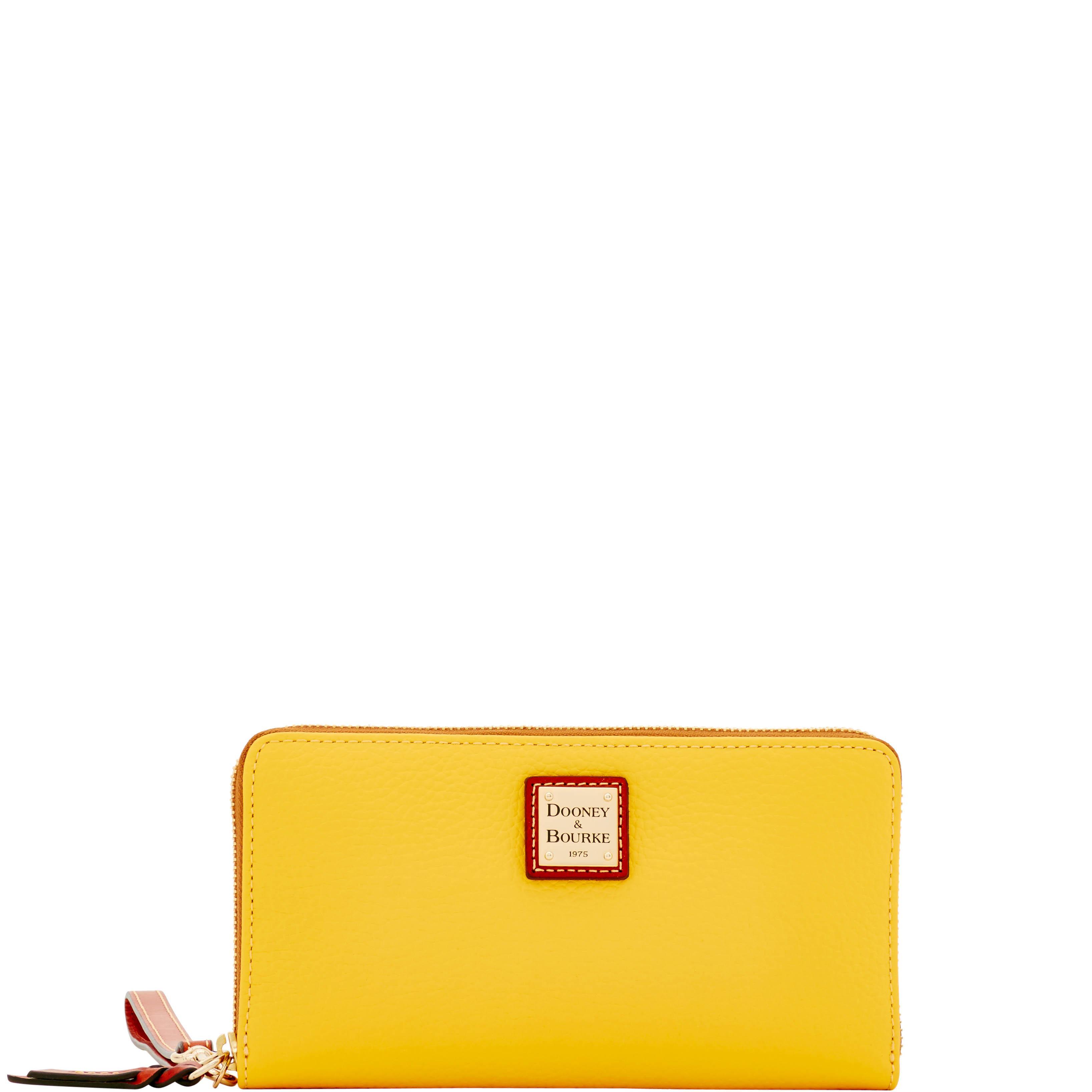 Dooney & Bourke Womens Pebble Grain Large Zip Around Leather Wristlet in Hot Pink Product Image