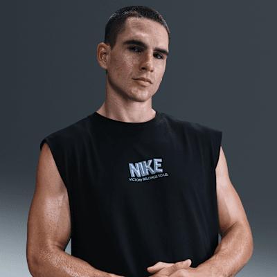 Nike Men's Victory Fitness Tank Top in Black/Black Size Large 100% Cotton Product Image