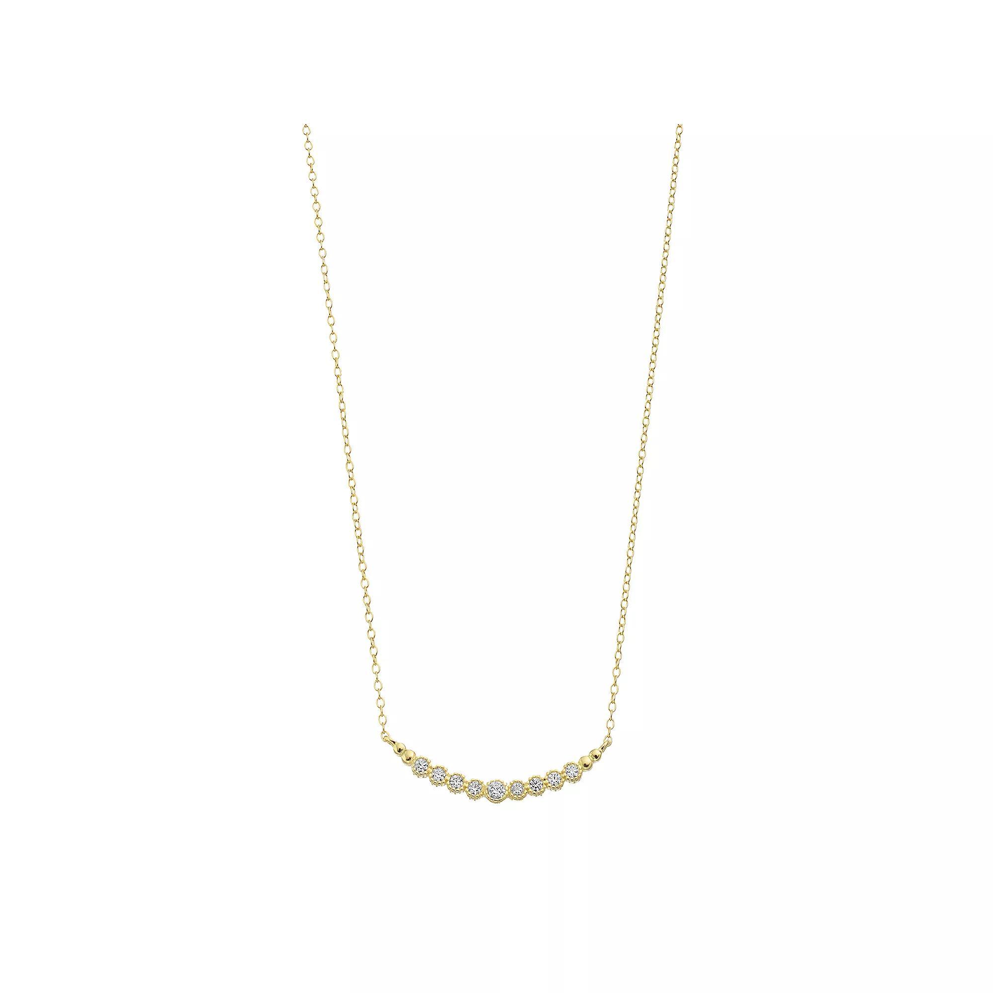 14k Gold Over Silver Cubic Zirconia Necklace, Womens Gold Tone Product Image