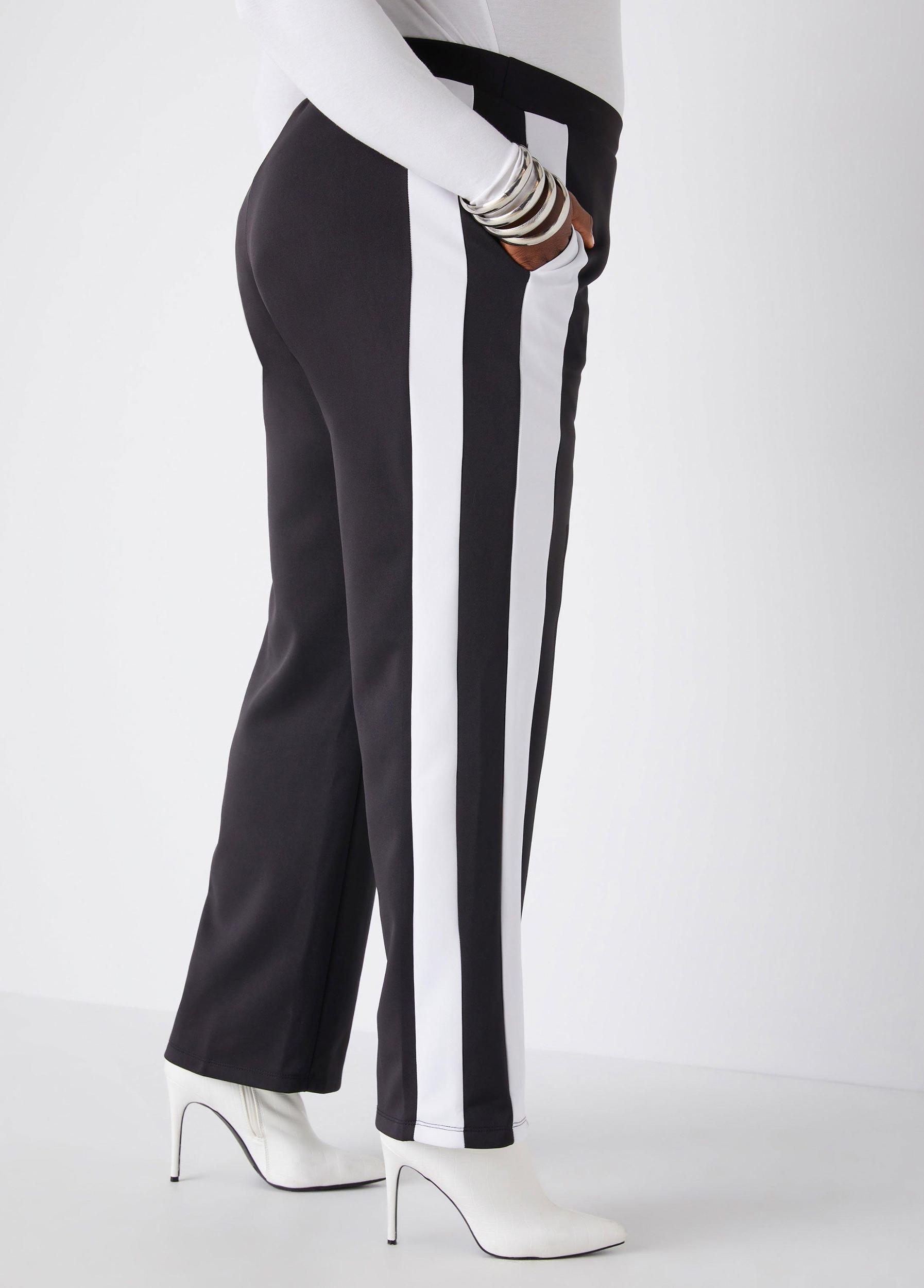 Striped Trimmed Flared Track Pants Product Image