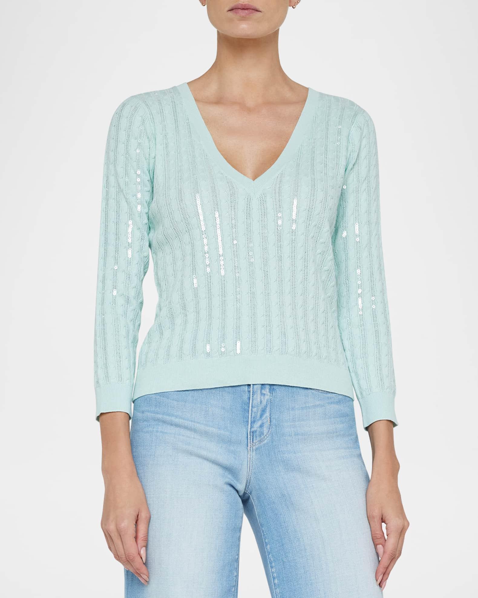 Trinity Sequin Cable-Knit Sweater Product Image