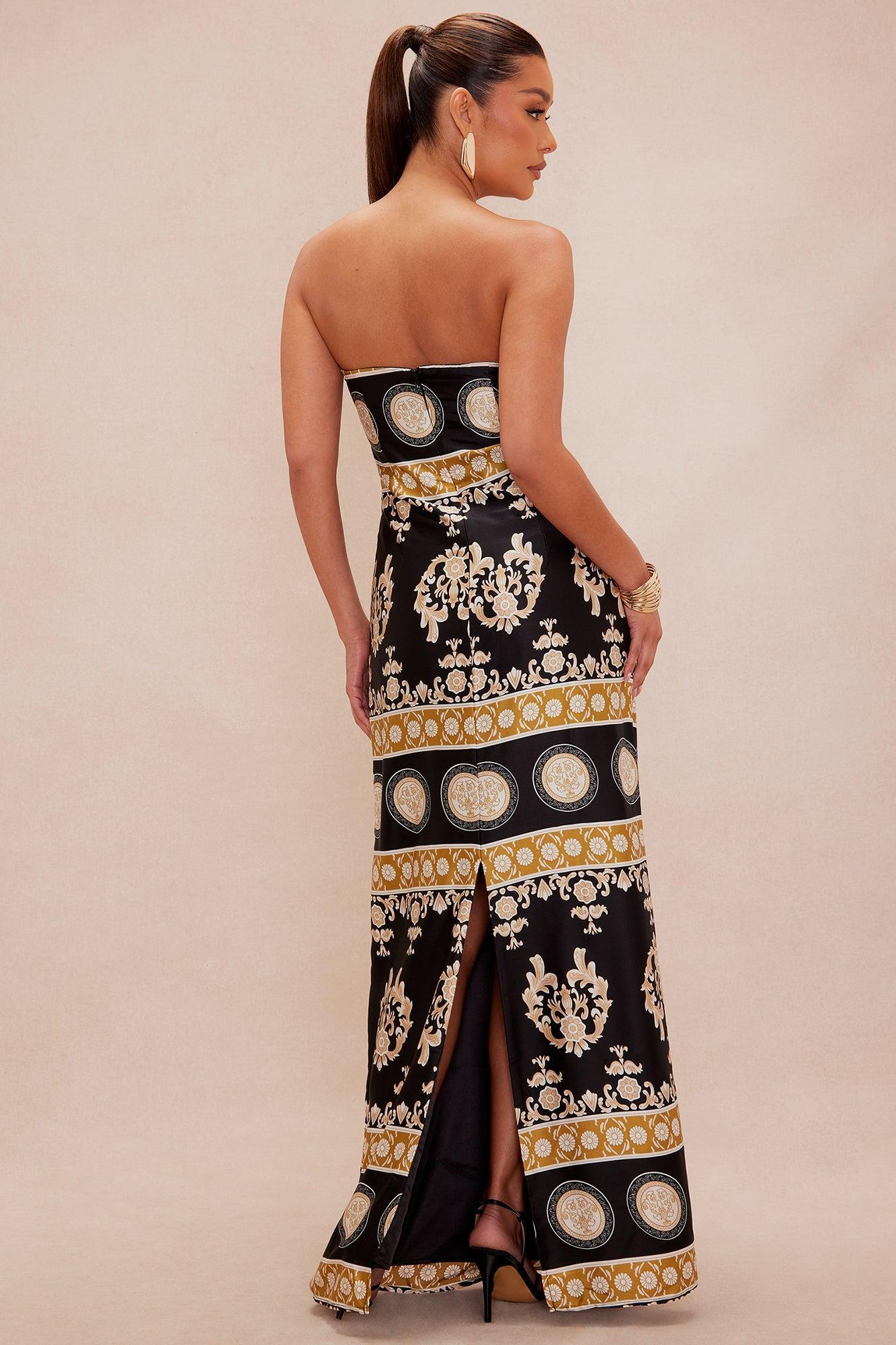 Kalisi Satin Maxi Dress - Black/combo Product Image