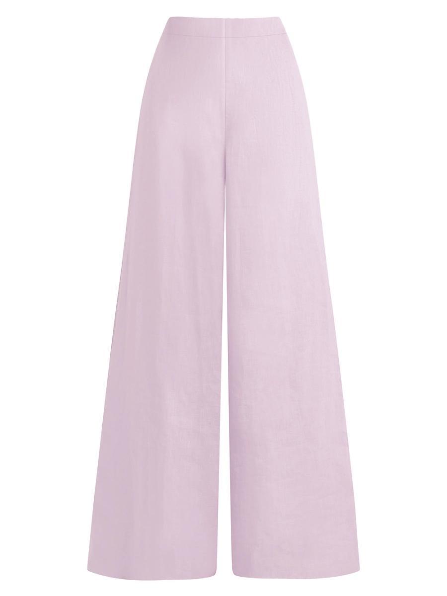 Womens High-Rise Wide-Leg Linen Pants Product Image