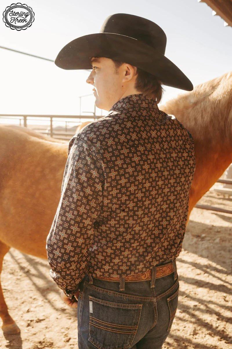 Mens Red Cloud Button Up Product Image