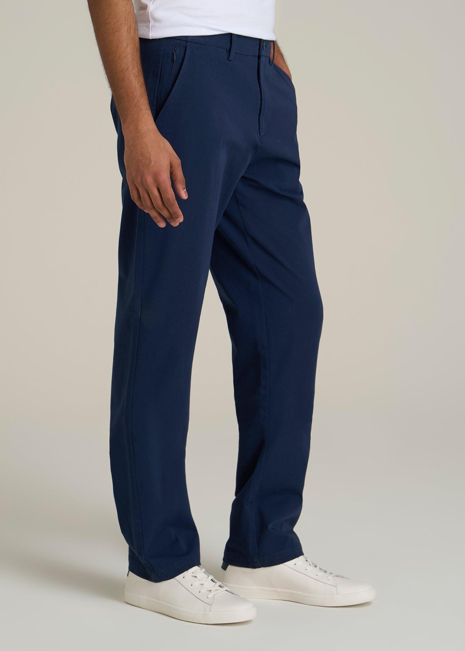 4 Way Stretch Commuter STRAIGHT Leg Chino Pants for Tall Men in Summer Blue Product Image