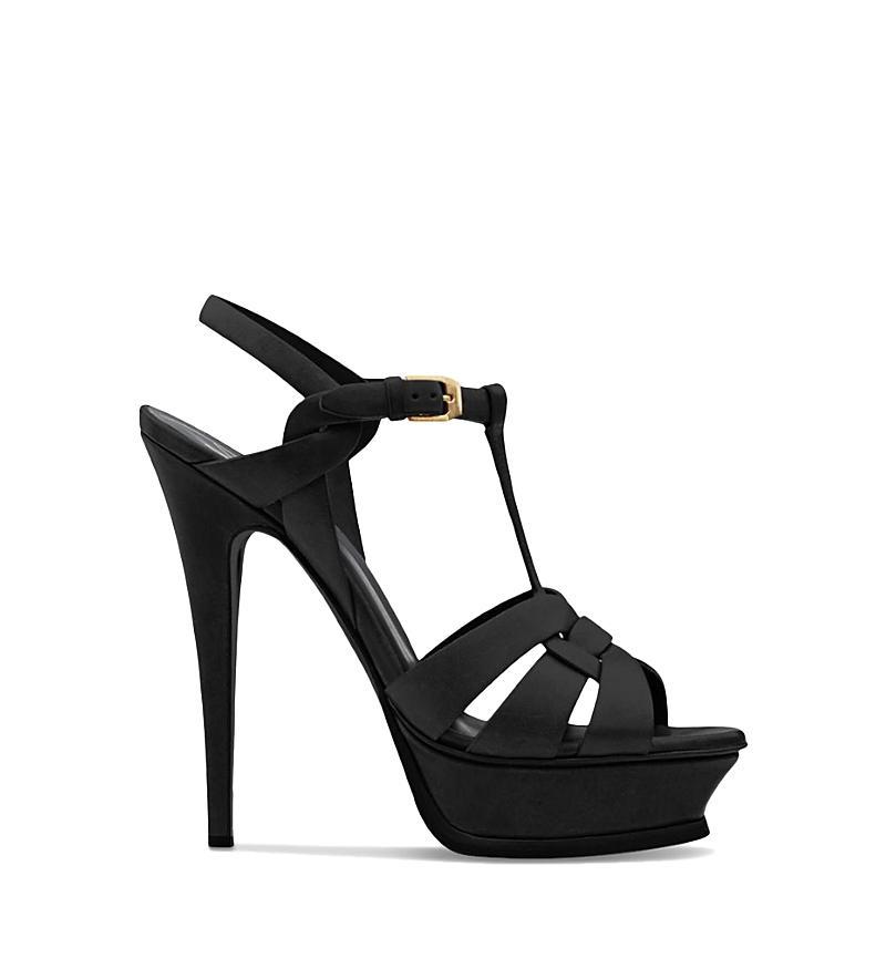 Saint Laurent Womens Tribute Platform Sandals in Smooth Leather Product Image