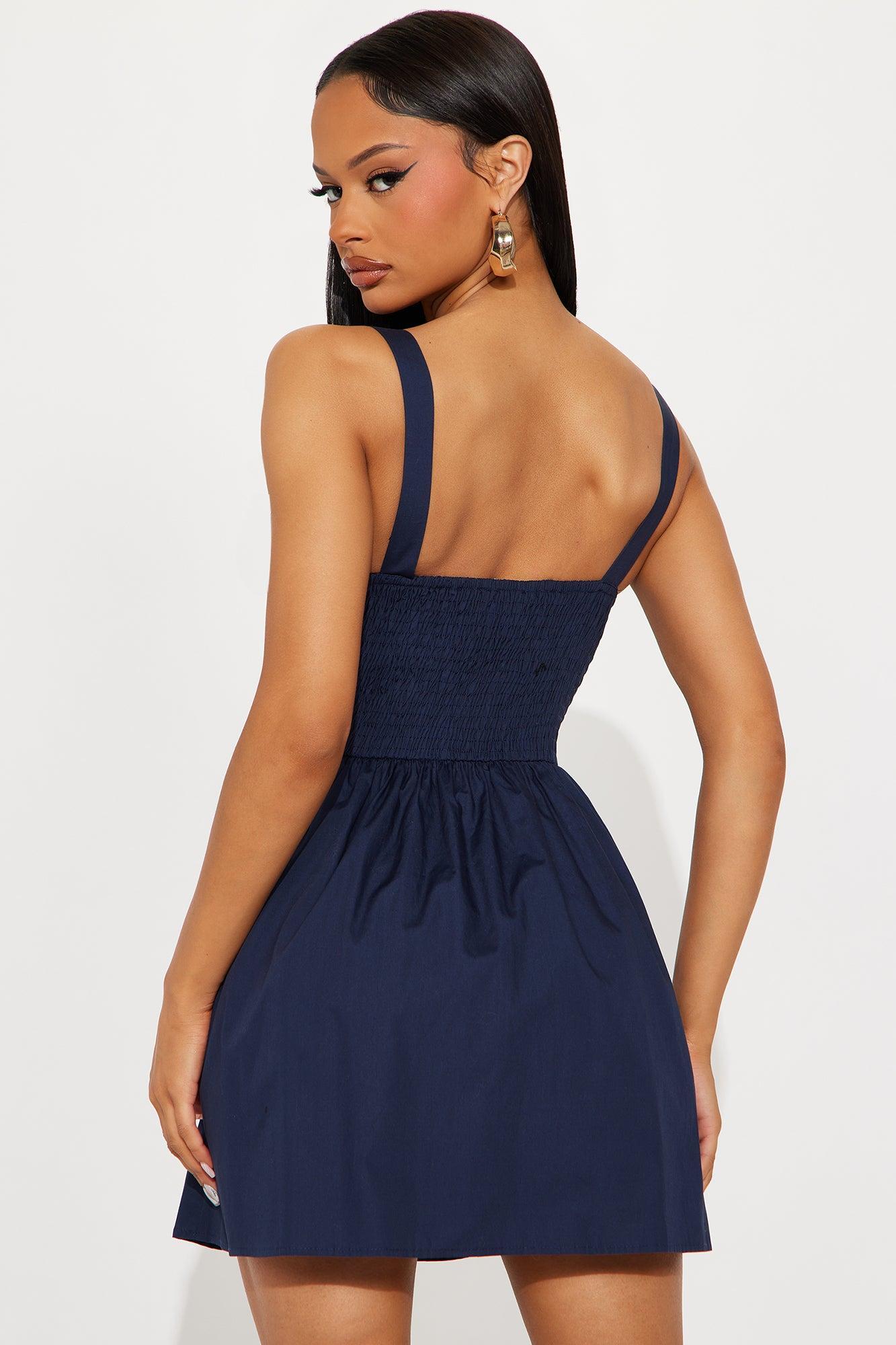 Sheryl Stretch Poplin Mini Dress - Navy Product Image