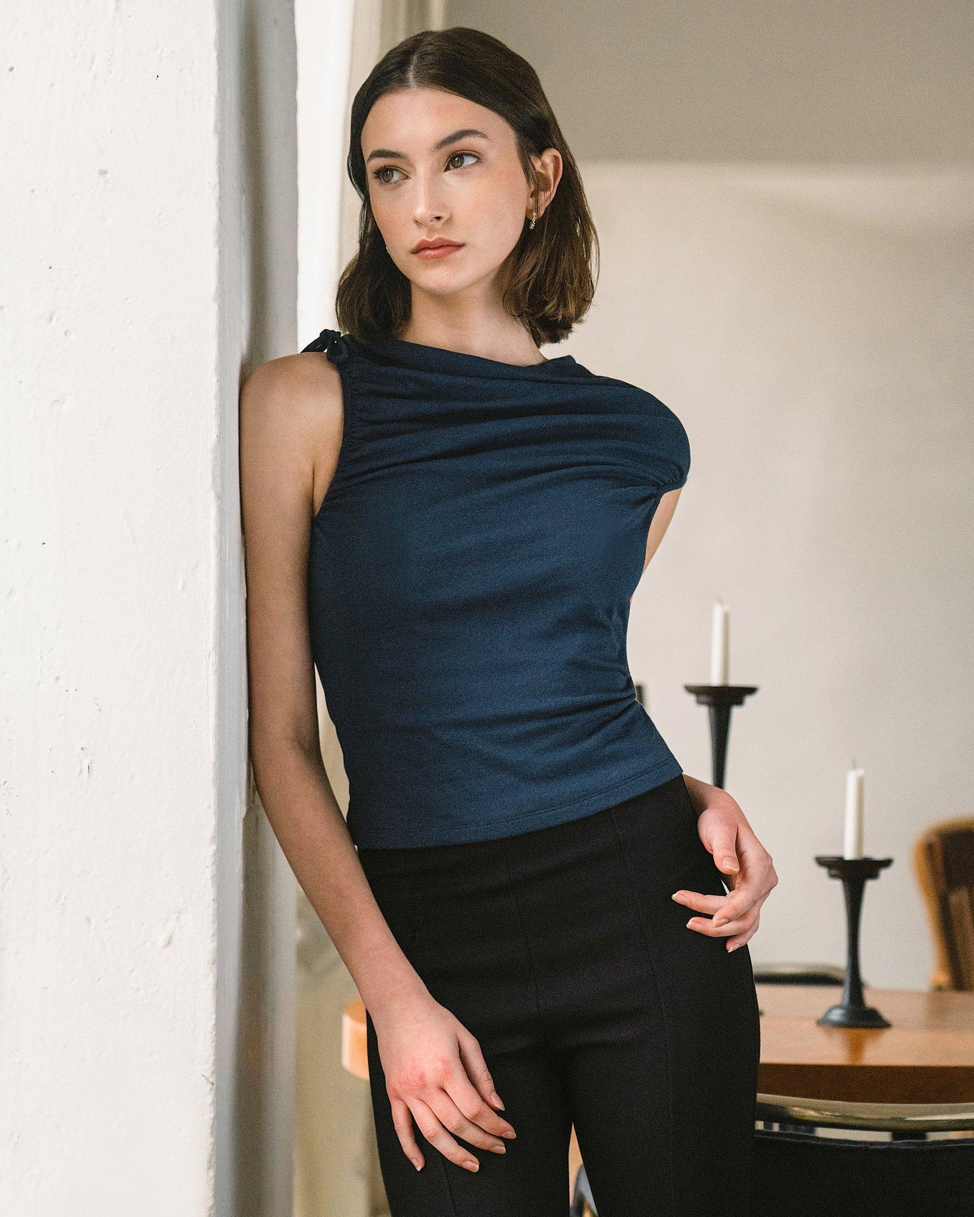 Delphine Ruched Sleeveless Tee Product Image