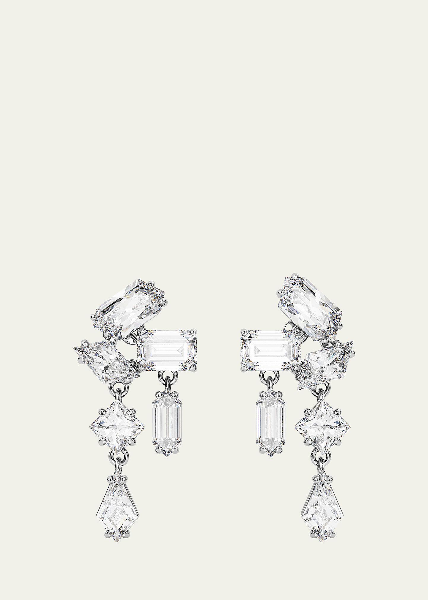 Swarovski Mesmera Mixed Cut Cluster Drop Earrings in Rhodium Plated Product Image