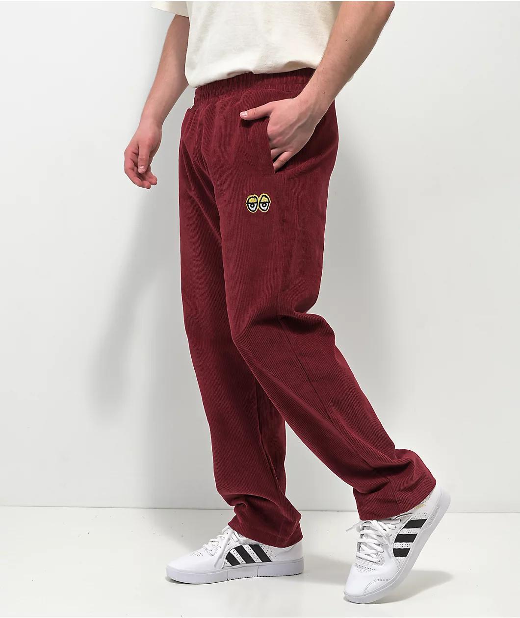 Krooked Kords Burgundy Corduroy Elastic Waist Skate Pants Product Image