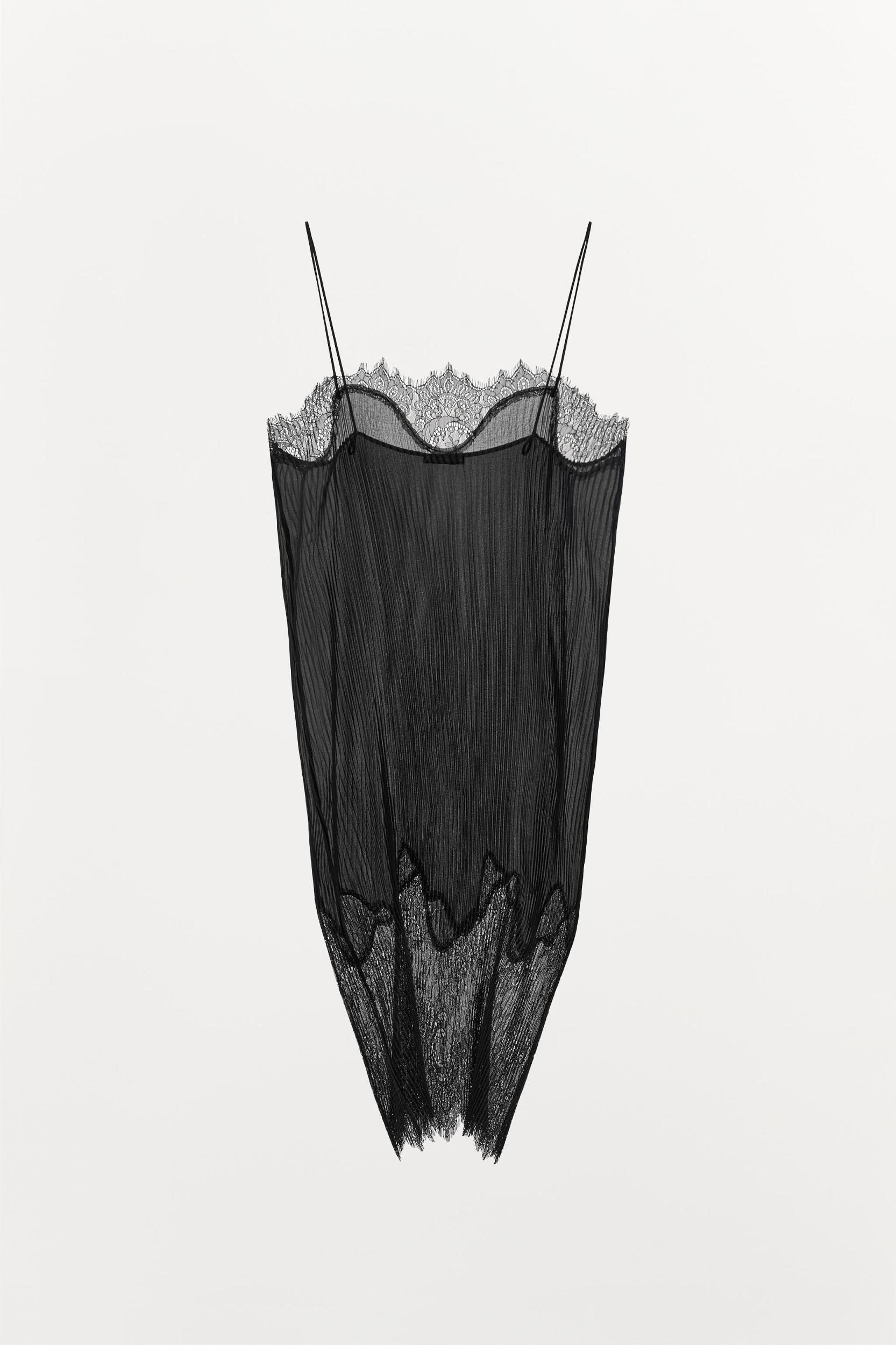 LACE PLEATED DRESS Product Image