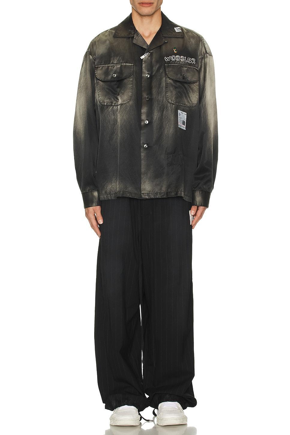 Bleached Long Sleeve Satin Shirt Product Image