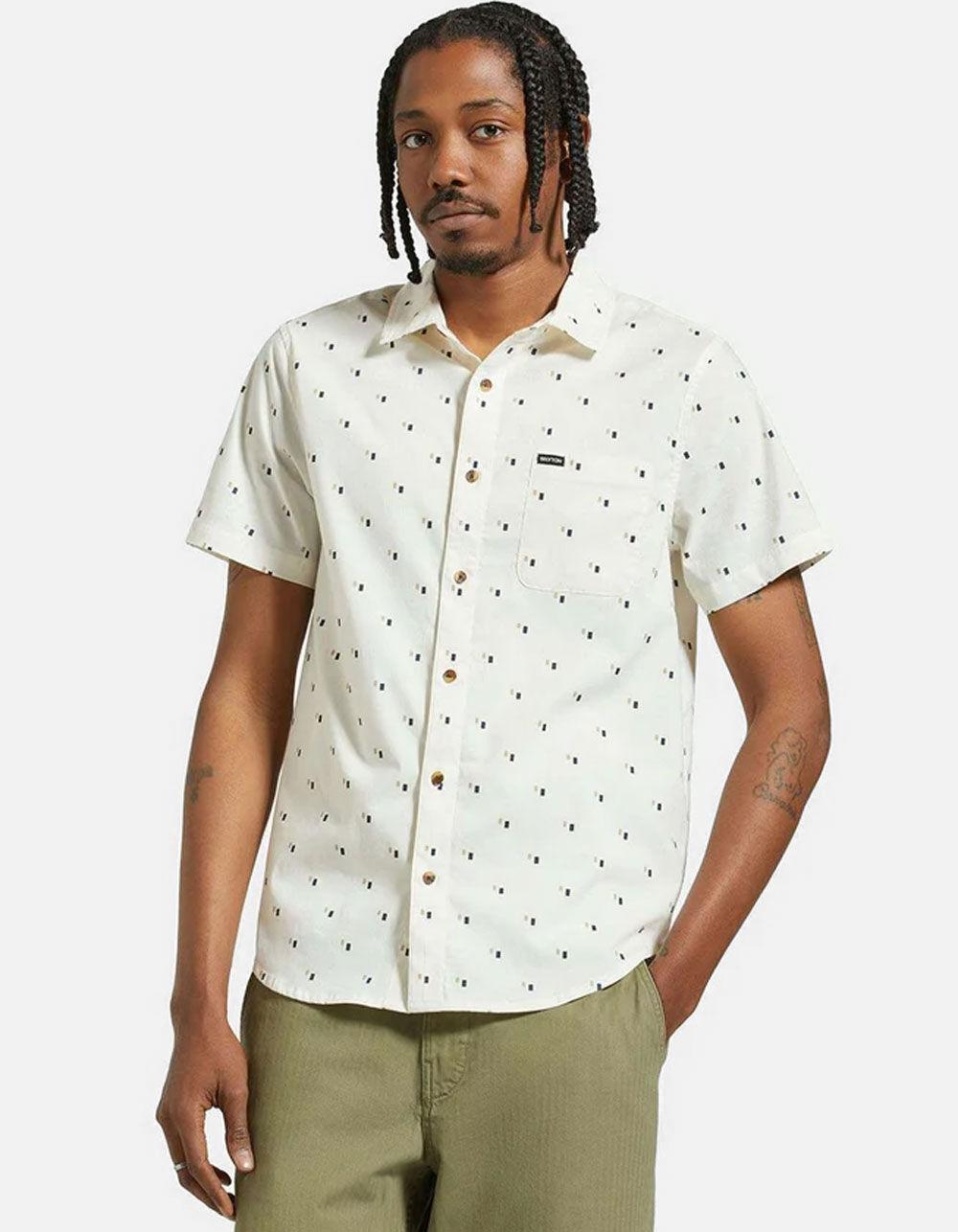 BRIXTON Charter Print Button Up Mens Shirt - Cream Combo Product Image