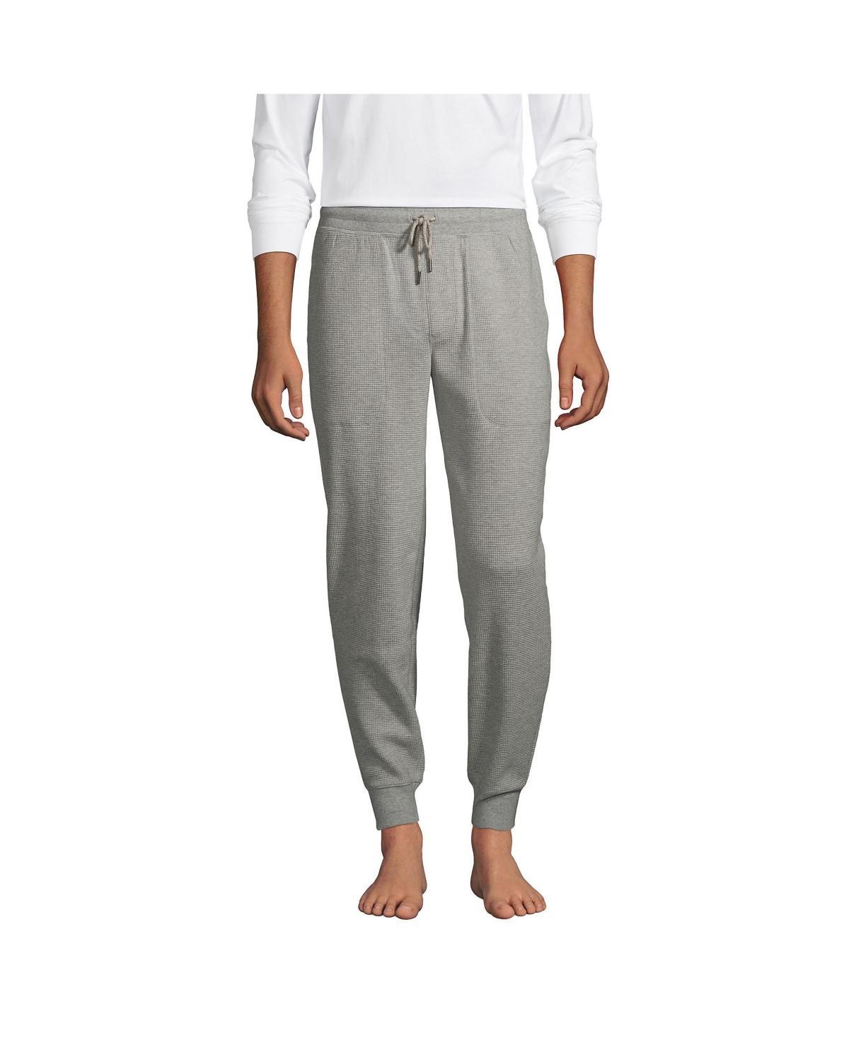 Men's Lands' End Waffle Jogger Pajama Pants, Size: Medium, Gray Grey Product Image