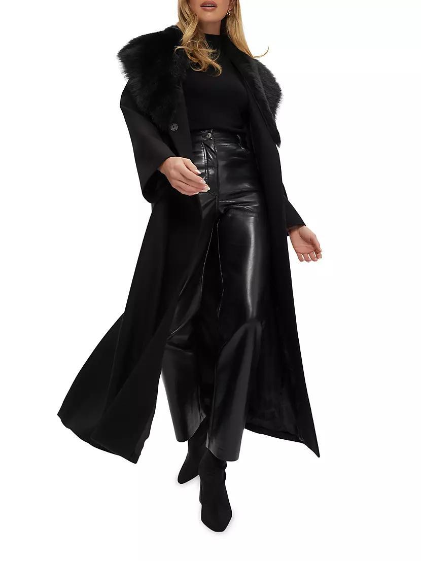 Fabric Coat with Detachable Merino Shearling Lamb Collar Product Image