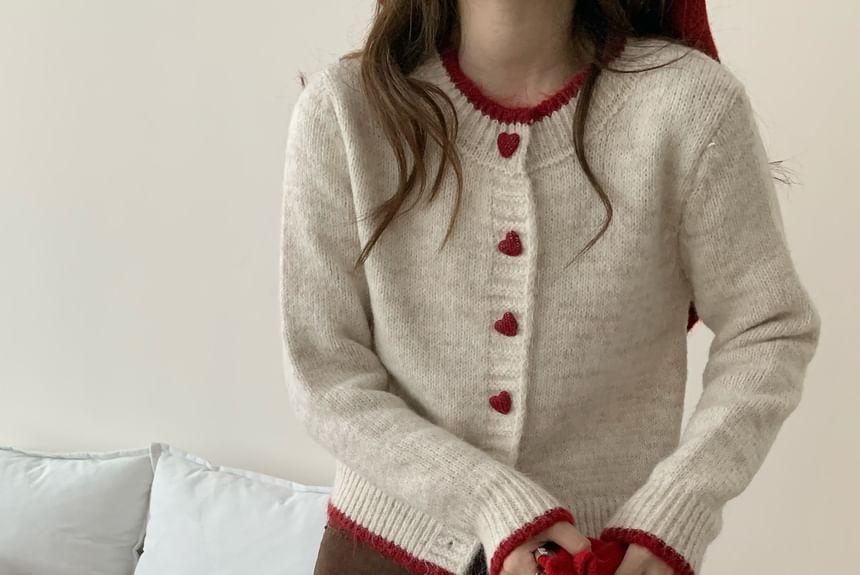 Contrast Trim Button-Up Cardigan Product Image