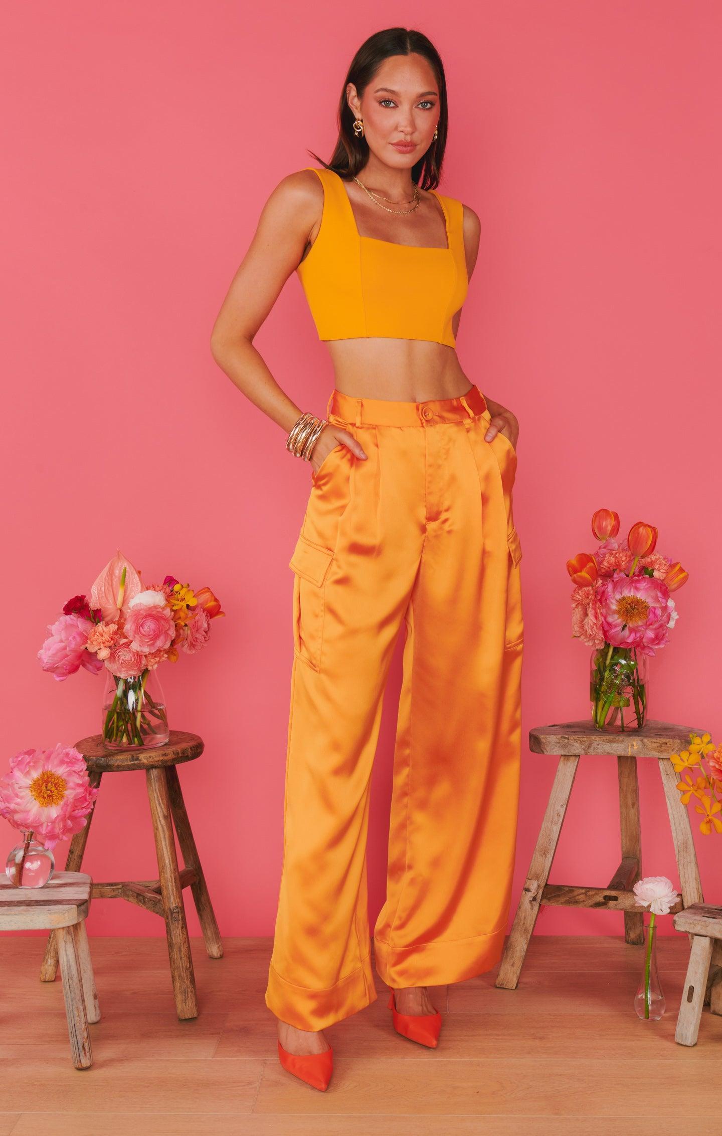 Ansley Crop Top ~ Tangerine Stretch Product Image