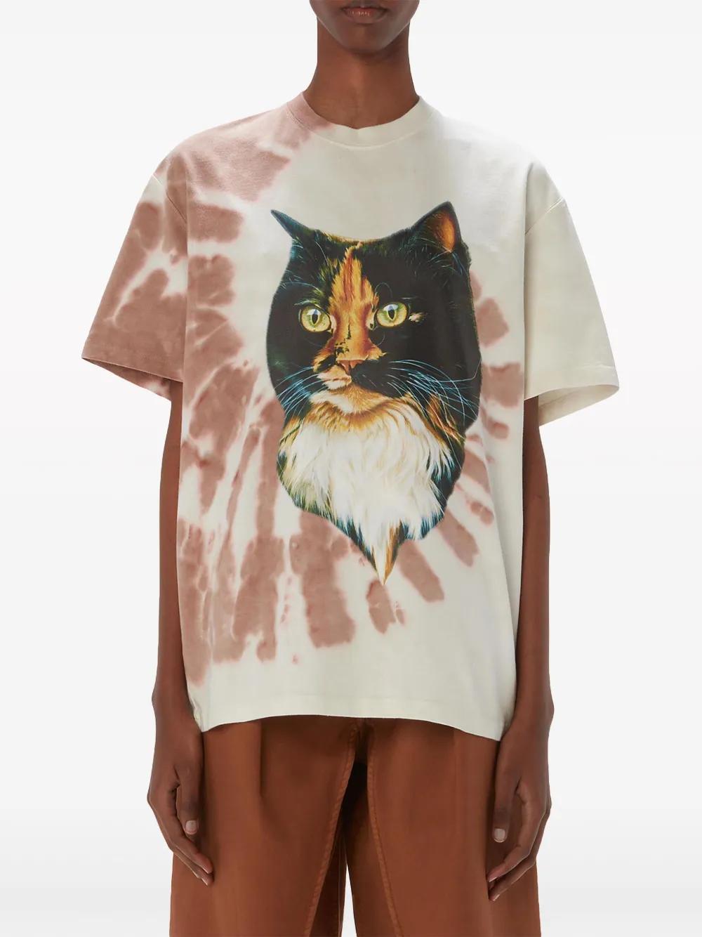 JW ANDERSON Cat-print Organic Cotton T-shirt In Neutrals Product Image