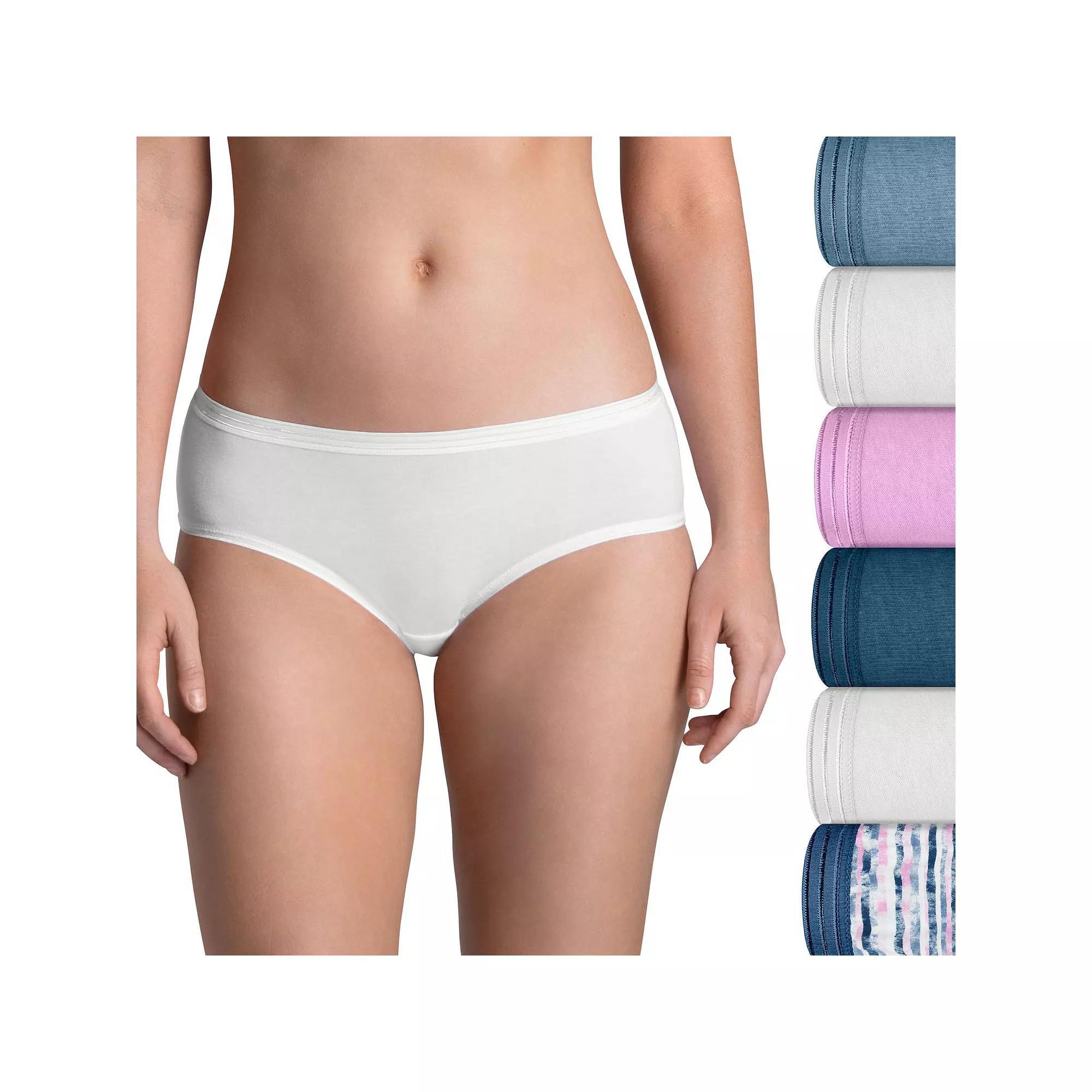 Women's Fruit of the Loom® Signature 6-pack Ultra Soft Hipster Panty Set 6DUSKHP, Size: 5, Sweet Ivory Asst Product Image