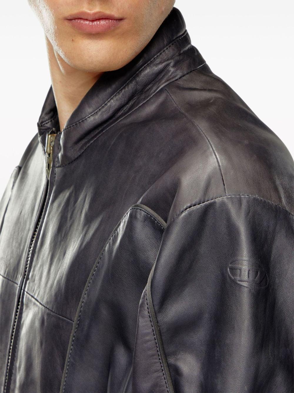 L-krix Leather Biker Jacket In Black Product Image