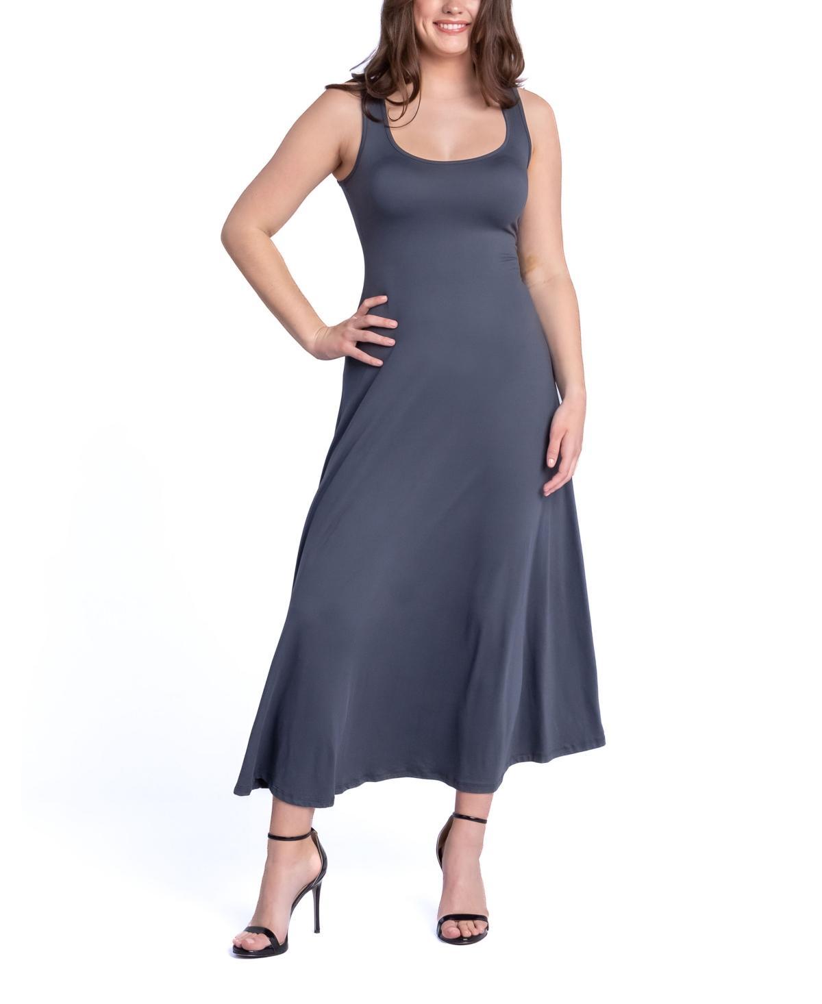 24seven Comfort Apparel Womens Relaxed Sleeveless Tunic A-Line Long Dress Product Image