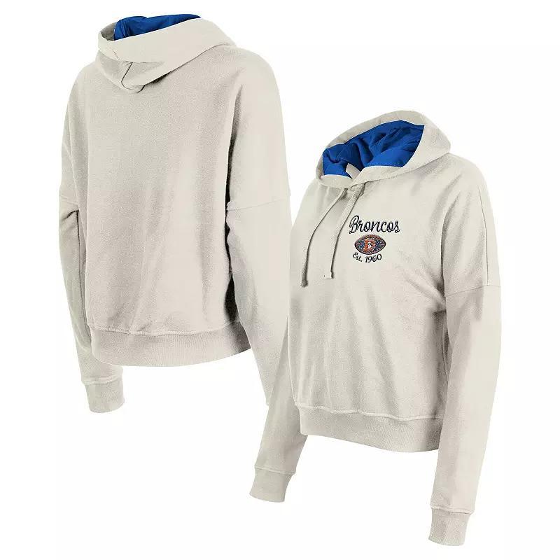 Women's New Era Cream Denver Broncos 3rd Down Historic Pullover Hoodie, Size: Large, Beige Product Image