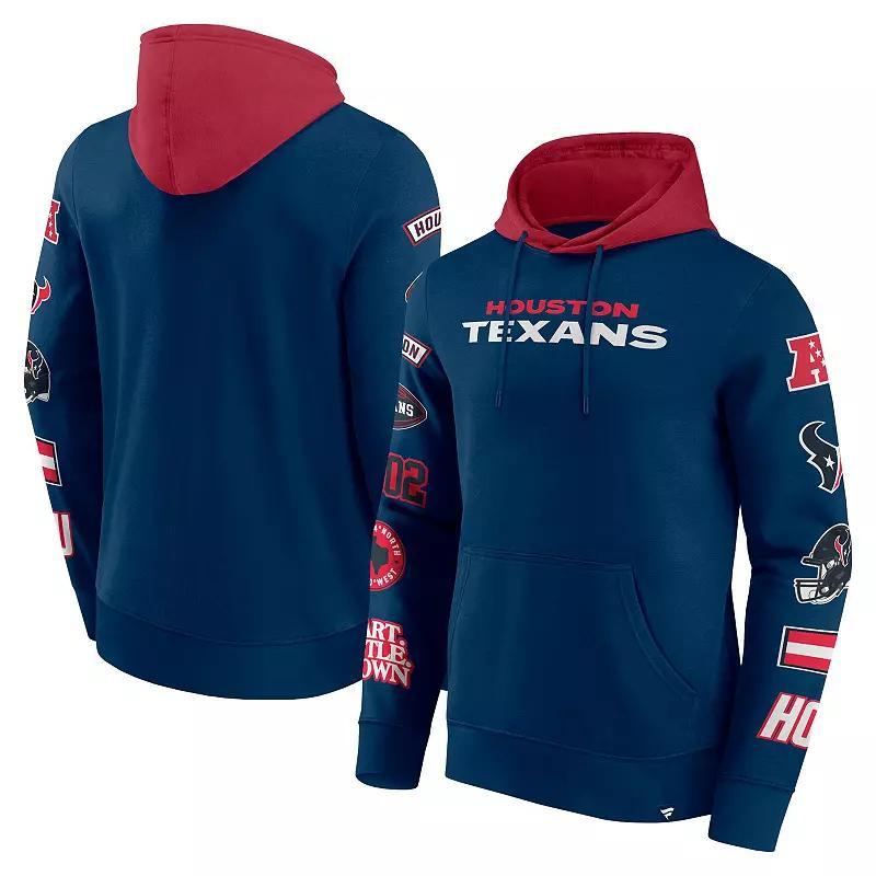 Men's Fanatics  Navy/Cardinal Houston Texans Patched Out Pullover Hoodie, Size: 2XL, Blue Product Image