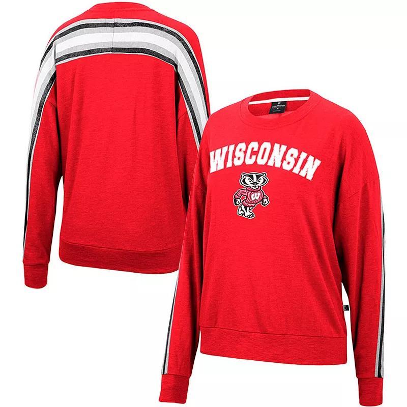 Womens Colosseum Heathered Crimson Indiana Hoosiers Team Oversized Pullover Sweatshirt Product Image
