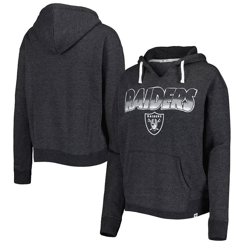 Women's '47 Black Las Vegas Raiders Color Rise Kennedy Notch Neck Pullover Hoodie, Size: Medium, Lvr Black Product Image