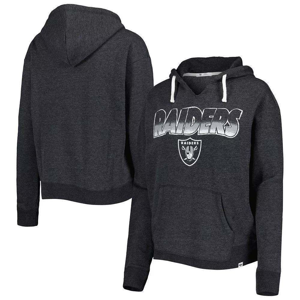 Women's '47 Black Las Vegas Raiders Color Rise Kennedy Notch Neck Pullover Hoodie, Size: Medium, Lvr Black Product Image