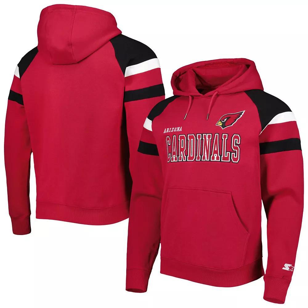 Men's Starter Cardinal Arizona Cardinals Draft Fleece Raglan Pullover Hoodie, Size: 2XL, Red Product Image