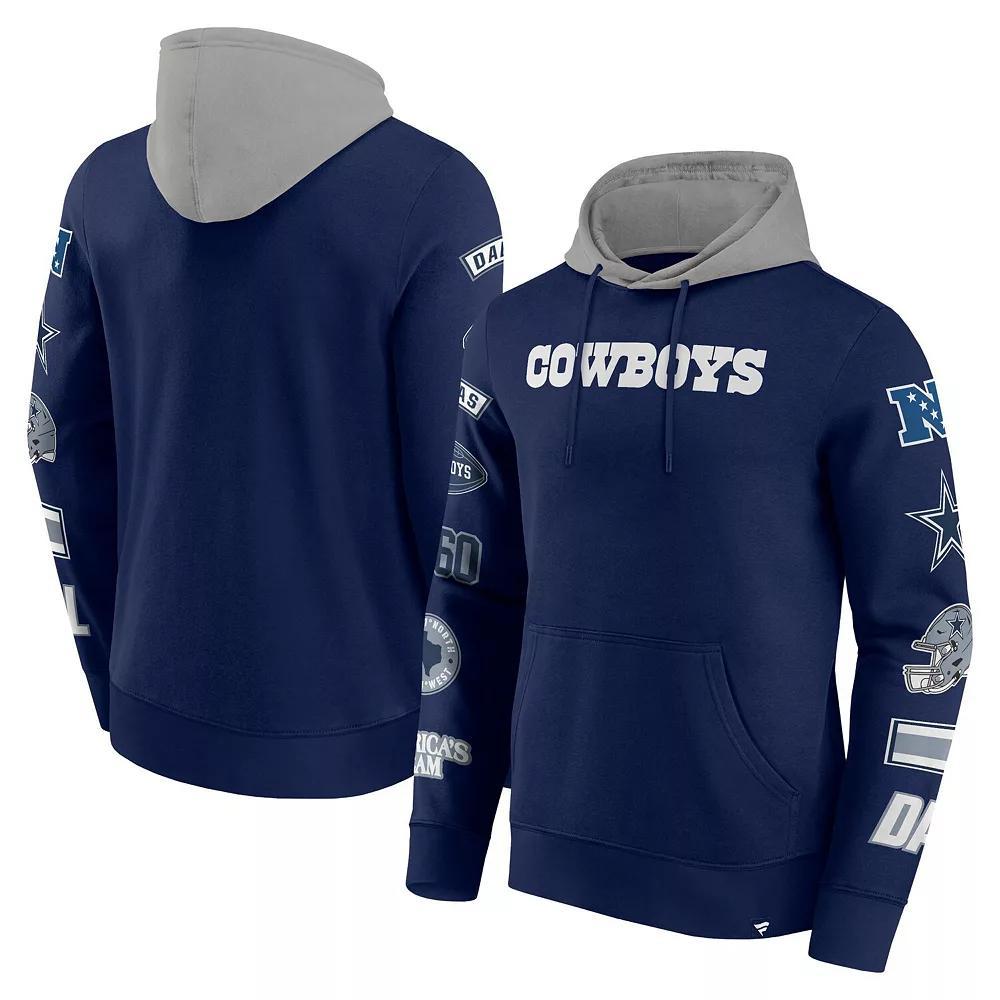 Men's Fanatics Navy/Silver Dallas Cowboys Patched Out Pullover Hoodie, Size: Small, Blue Product Image