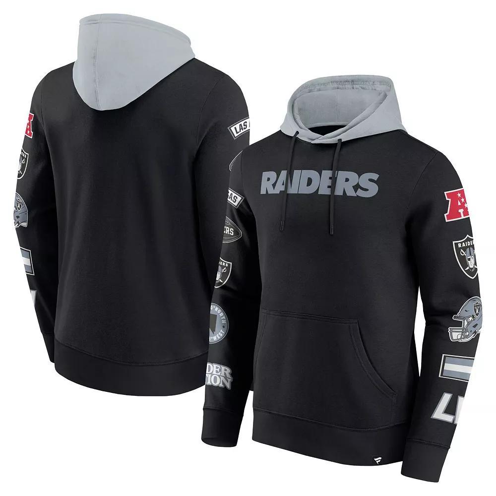 Men's Fanatics  Black/Gray Las Vegas Raiders Patched Out Pullover Hoodie, Size: Large, Lvr Black Product Image