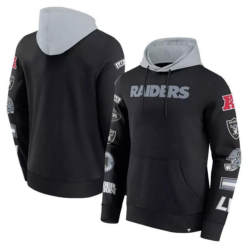 Men's Fanatics  Black/Gray Las Vegas Raiders Patched Out Pullover Hoodie, Size: Large, Lvr Black Product Image