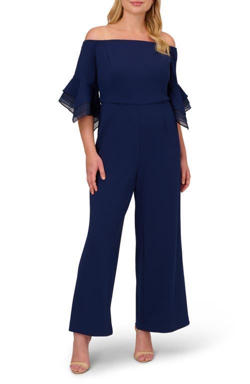 Adrianna Papell Organza Crepe Off The Shoulder Jumpsuit Product Image