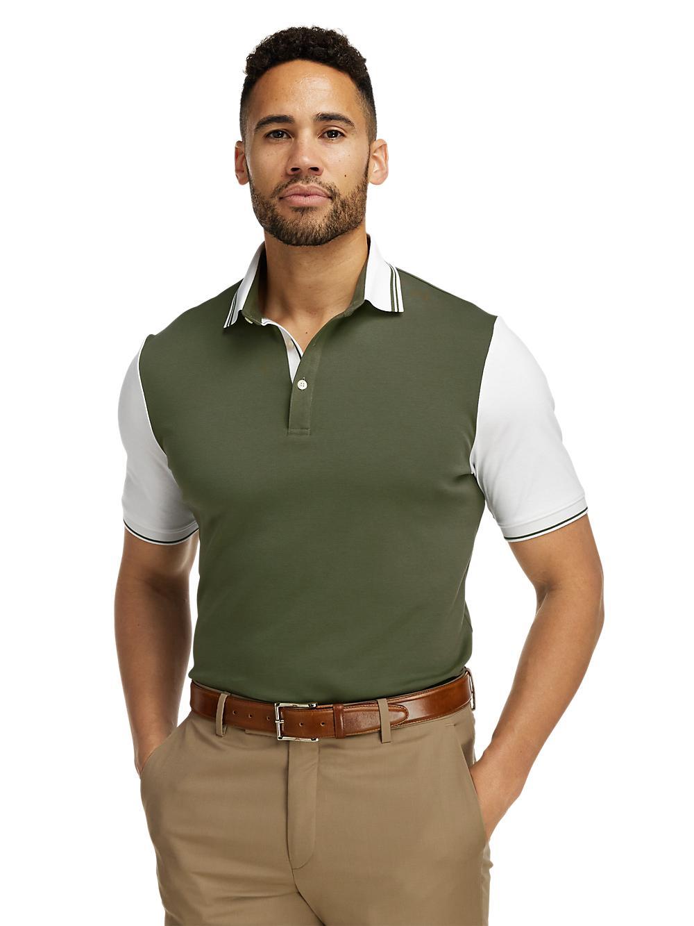 Cotton Three Button Polo - Olive Product Image