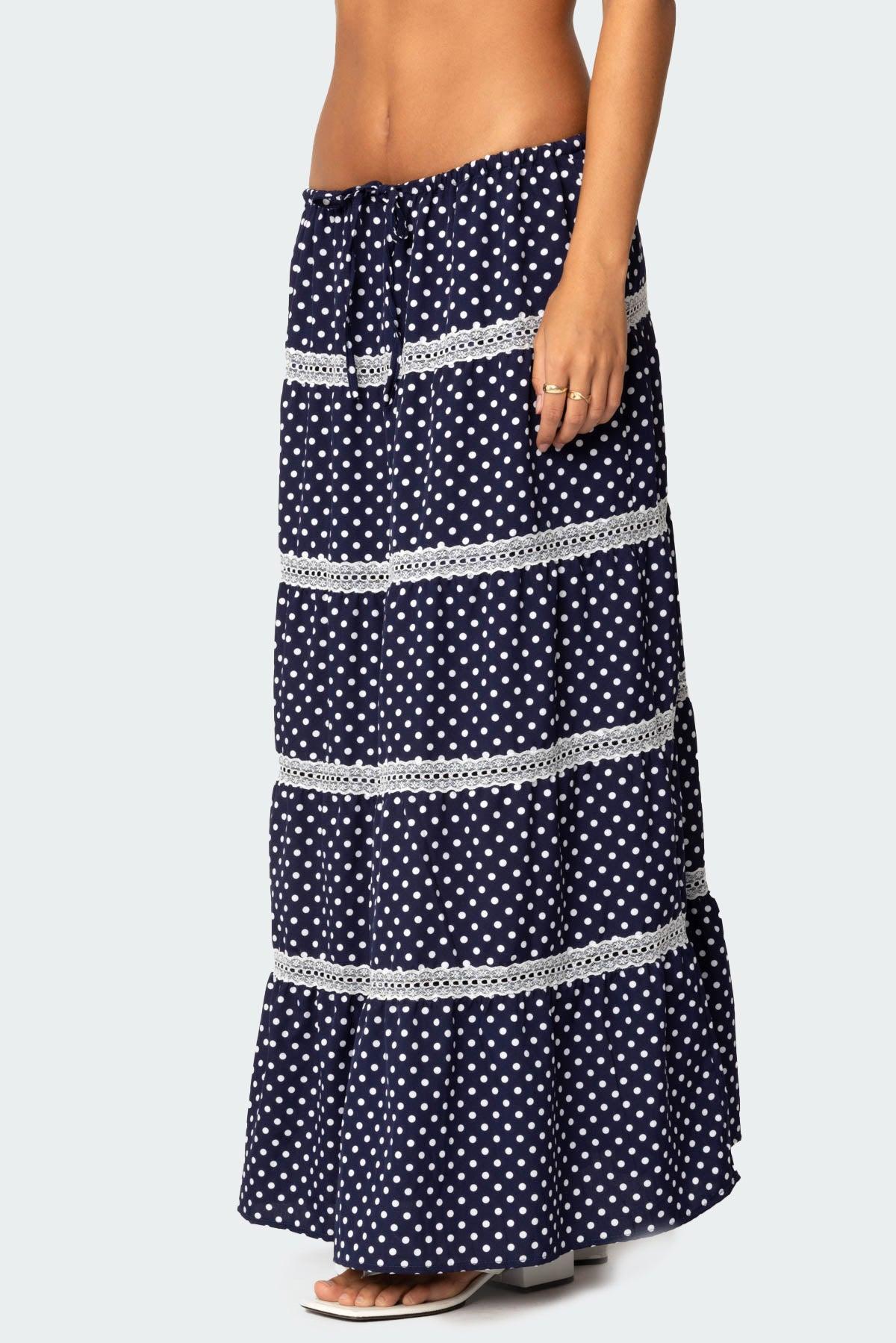 Polka Dot Tiered Maxi Skirt Product Image