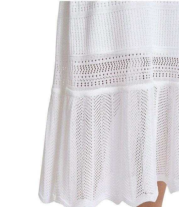 MISOOK Pointelle Knit Crew Neck Sleeveless Ruffle Hem Dress Product Image